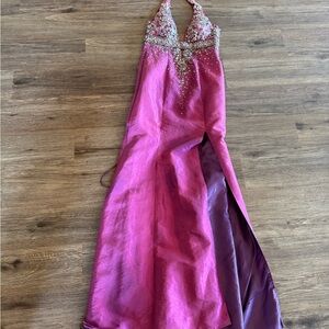 Night Moves Pink Halter Prom Dress